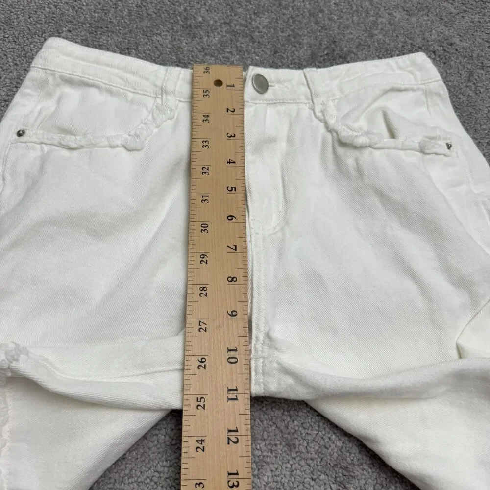 Princess Polly Wide Leg Raw Hem Baggy Denim Jeans Women 8 White High Rise Casual